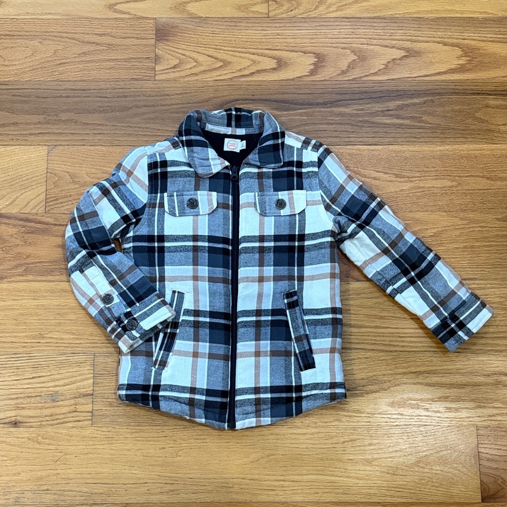 Wonder Nation Black and Gray Plaid Pea Coat